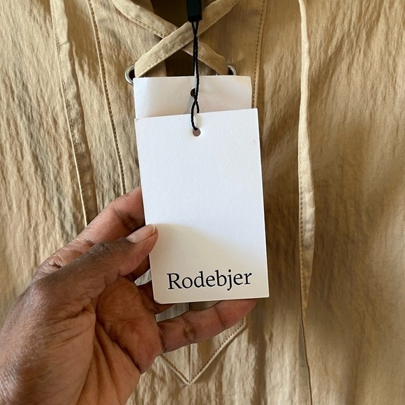 Rodebjer Sinim Crinkle Camel 100% Italian Cotton Tunic Dress Size Small NWT Fall - Picture 12 of 15